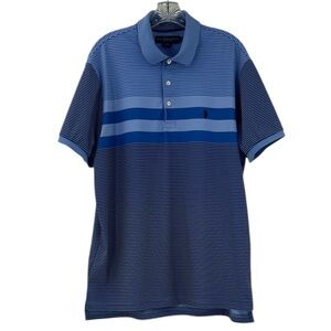 U.S. Polo Assn. Golf Polo Shirt short-sleeved shirt blue-toned striped pattern L